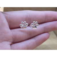 Echt zilveren oorbel stekers poot afdrukjes. 